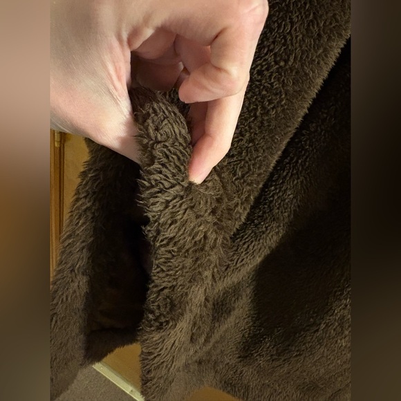 Angashion Women's Brown Fuzzy Fleece Lapel Open Front Long Coat Faux Fur - Picture 8 of 9